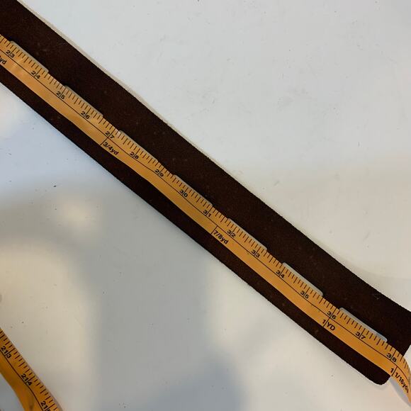 Brown Wide Leather Belt S/M Cabi Classic Dark Brass Metal Adjustable Hip Waist - Picture 4 of 4